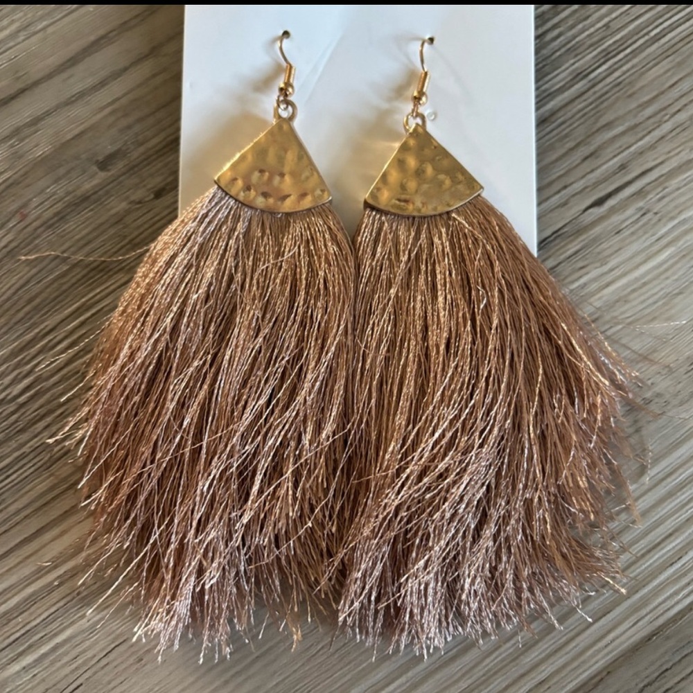 Elegant Gold and Brown Tassel Earrings